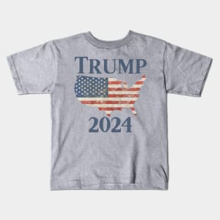 Vintage Trump 2024 US American Flag 2024 Election Kids T-Shirt